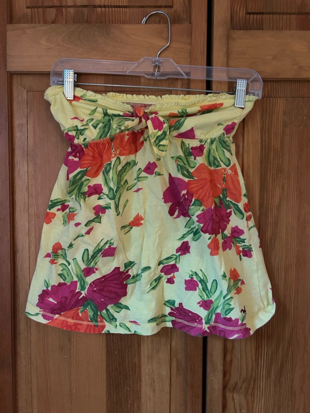 Y2K Hollister Yellow Floral Strapless Top